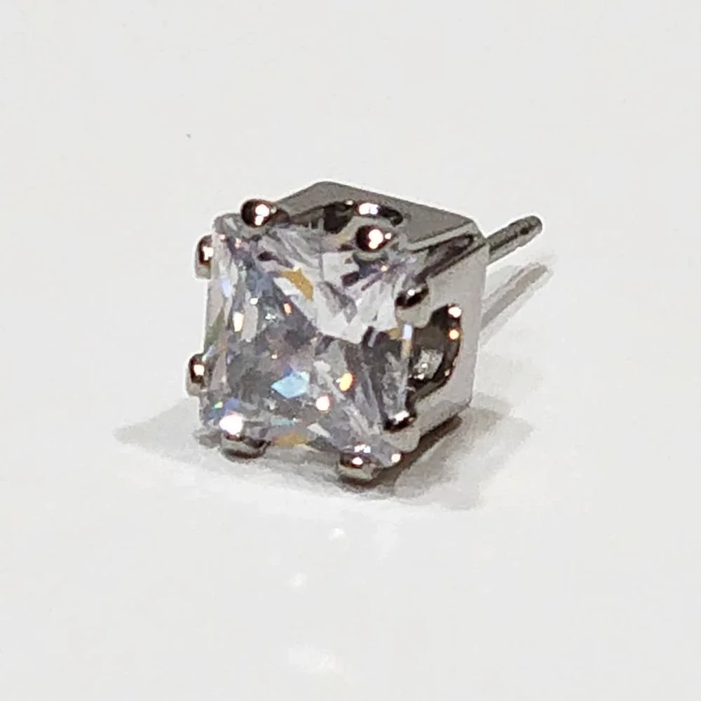Silver Princess Cut‎ 2 CTW Stud Earrings
